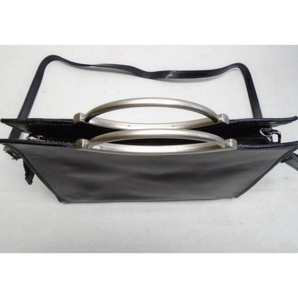 Persaman New York Black Structured Handbag Silver Hardware - Picture 7 of 7